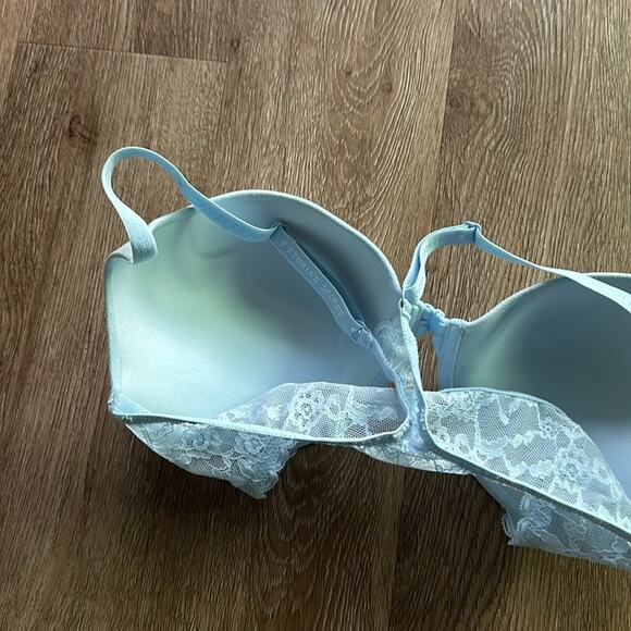 Victoria's Secret Front-Close Push-Up Lace Racerback Bra 34DD Light Blue - Picture 5 of 5